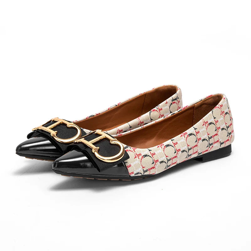 Women's Lefu Shoes New Spliced Pointed Anti slip Flat Casual Shoes Business Shoes