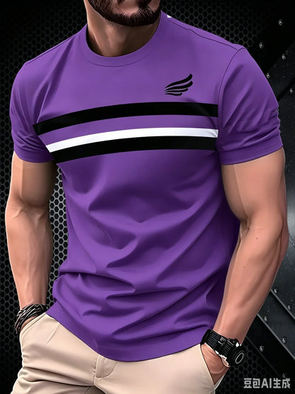 Simple Fashion Striped Graphic T Shirts For Men Summer Casual Short Sleeve 3D Printed T-shirts Loose Breathable Daily Wear Tees