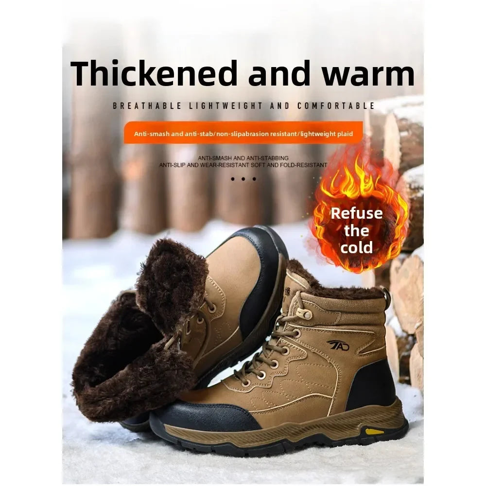 Insulated Anti Smashing  Anti Stabbing Welding Shoes for Safety Work Electricians Use Plush and Thickened Labor Protection Shoes