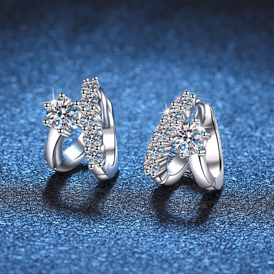 100% Real D Color 0.3CT 4mm Moissanite Hoop Earrings For Women S925 Sterling Silver Plated 18K White Gold Diamond Earring