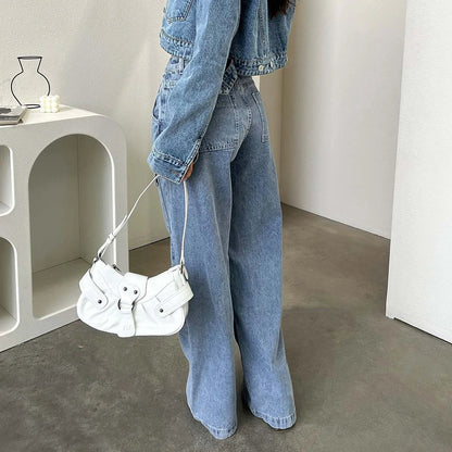 Wide Leg Mid-Low Waist Jeans