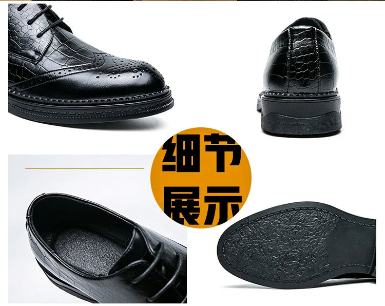 Luxury Men Brogue Dress Shoes Men Suit Casual Shoes Formal Business Leather Shoes Men Brown Wedding Italian Banquet Shoe Size 46