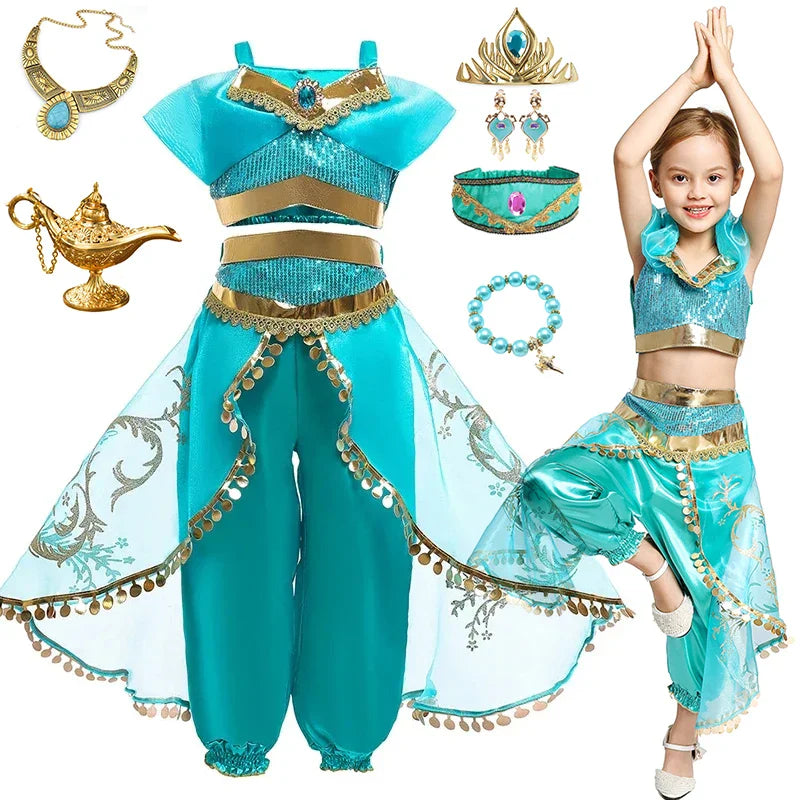 Girls Cosplay Costume Princess Dress Kids Magic Lamp Fancy Birthday Party Dresses Party Clothes 2-12Yrs