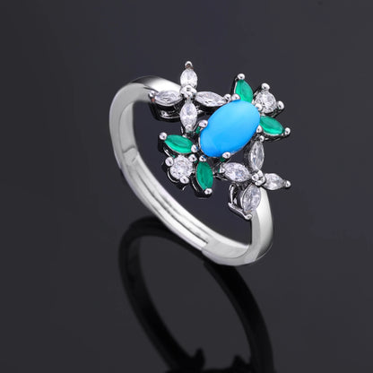 2023 New Fashion 4-Piece Turquoise Dubai Women's Wedding Jewelry Set Nigeria Africa Necklace Earring Set