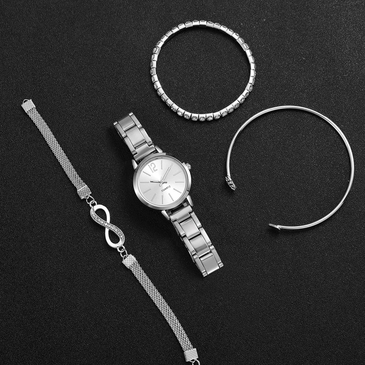 4pcs/set Women's Light Luxury Elegant Quartz Temperament Watch Casual Sports Style Quartz Watch With Bracelet (Box Not Included)