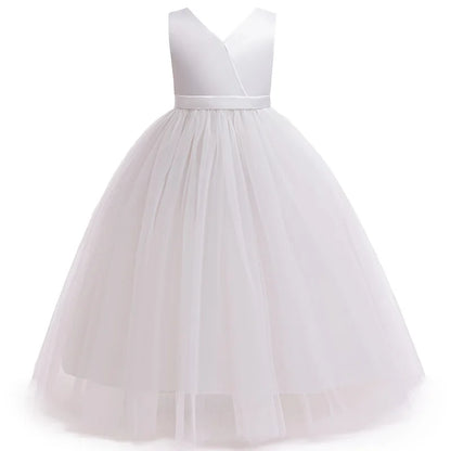 New Luxury Wedding Flower Girl Dress Suitable for Girls Aged 8-12 Dresses V-neck Long sheer Party Costume Carnival Costume