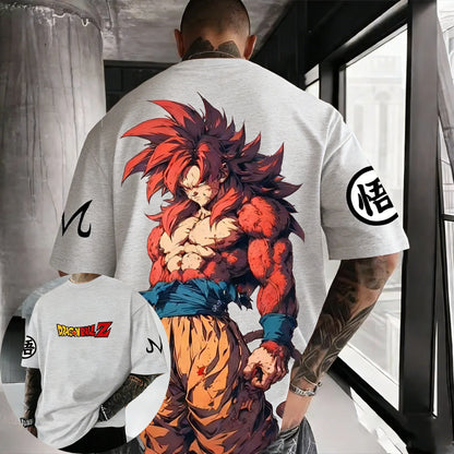 Anime Cotton T-shirt Summer New Super Saiyan 4 Printed Men and Women Street Hip Hop Casual Short Sleeve Top