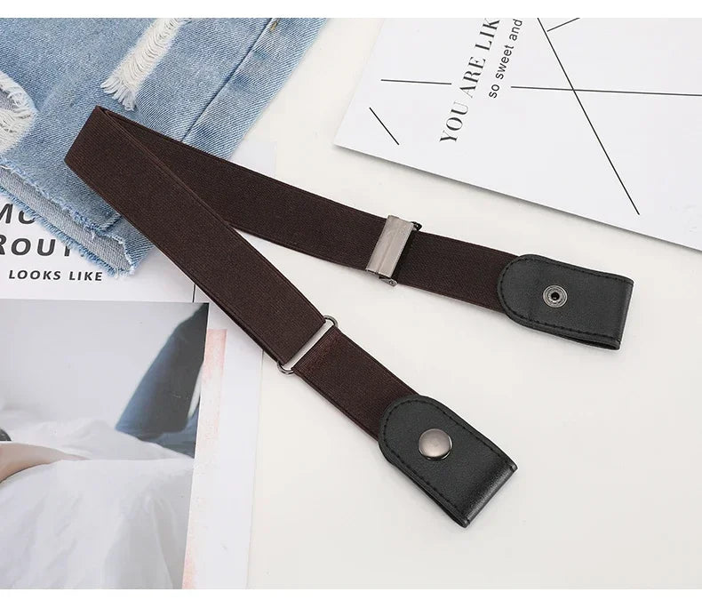 Buckle-Free Belt For Jean Pants,Dresses,No Buckle Stretch Elastic Waist Belt For Women/Men,No Bulge,No Hassle Waist Belt