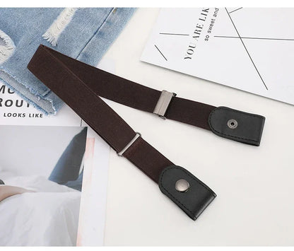 Buckle-Free Belt For Jean Pants,Dresses,No Buckle Stretch Elastic Waist Belt For Women/Men,No Bulge,No Hassle Waist Belt