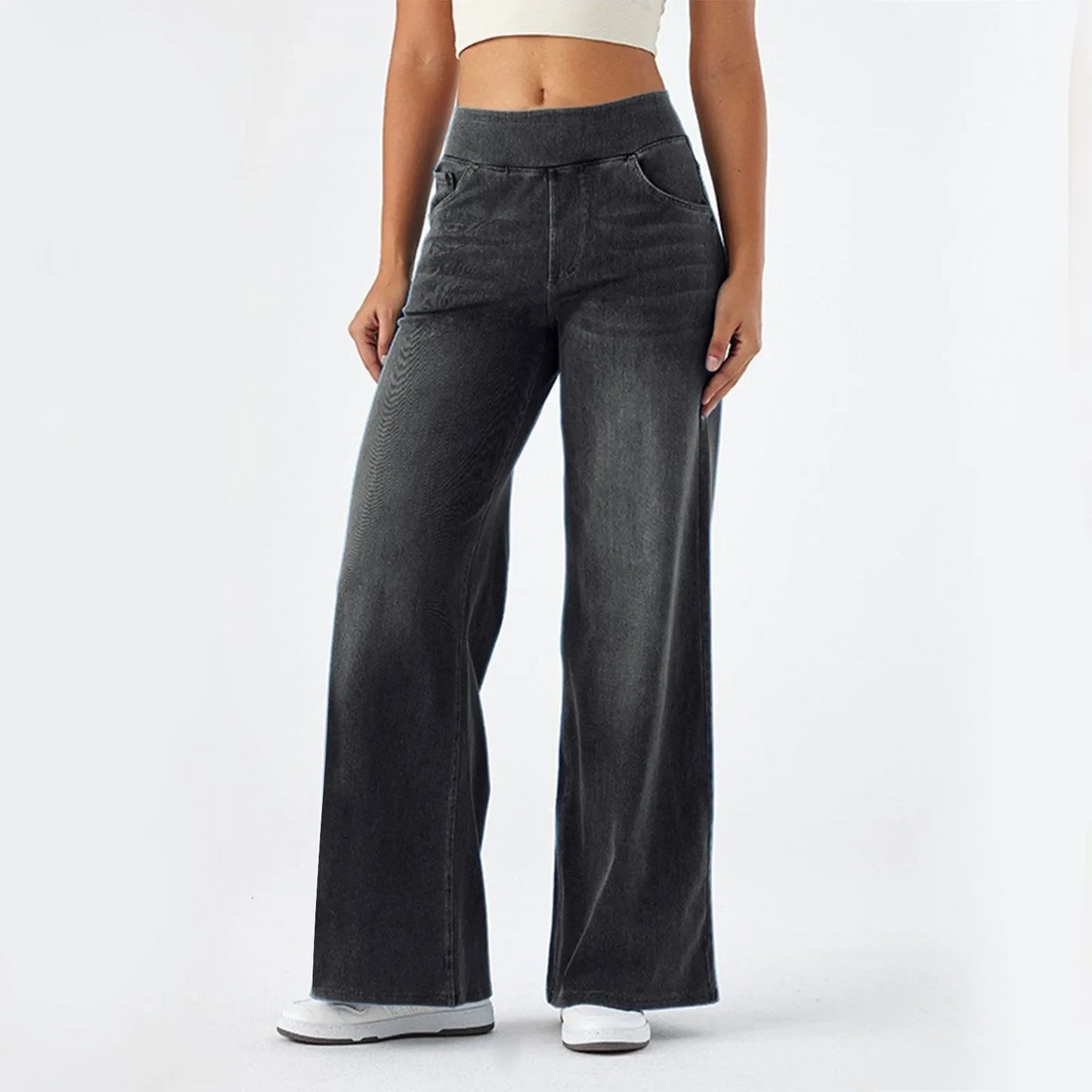 Fashion Baggy Jeans For Women Bleached Vintage High Waist Pants