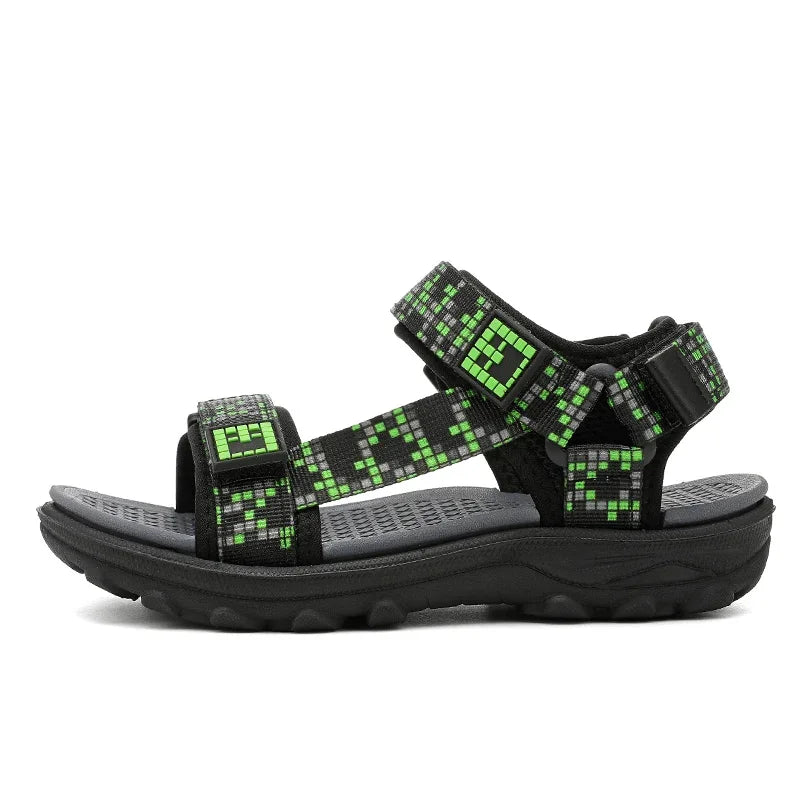 Boys Adjustable Hook Loop Sandals Non-Slip Wear-Resistant Breathable Soft Sole Casual Outdoor Beach Sports Shoes for Kids