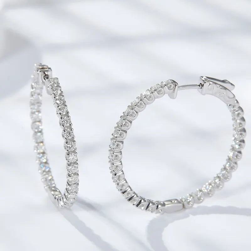 D VVS1 Moissanite Hoop Earrings for Women Sparking Diamond with GRA Original s925 Sterling Silver Plated 18k Earring