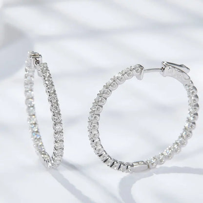 D VVS1 Moissanite Hoop Earrings for Women Sparking Diamond with GRA Original s925 Sterling Silver Plated 18k Earring