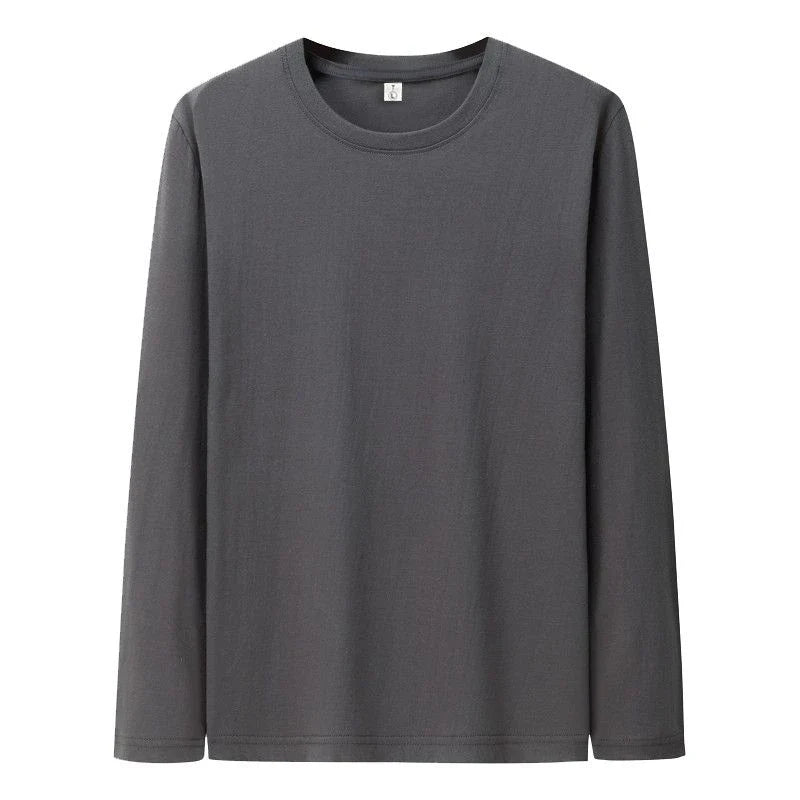 T Shirt For Men Cotton Long Sleeve T-shirts Solid Color Men's Clothing Full Length Sleeve For Spring And Autumn Undershirts