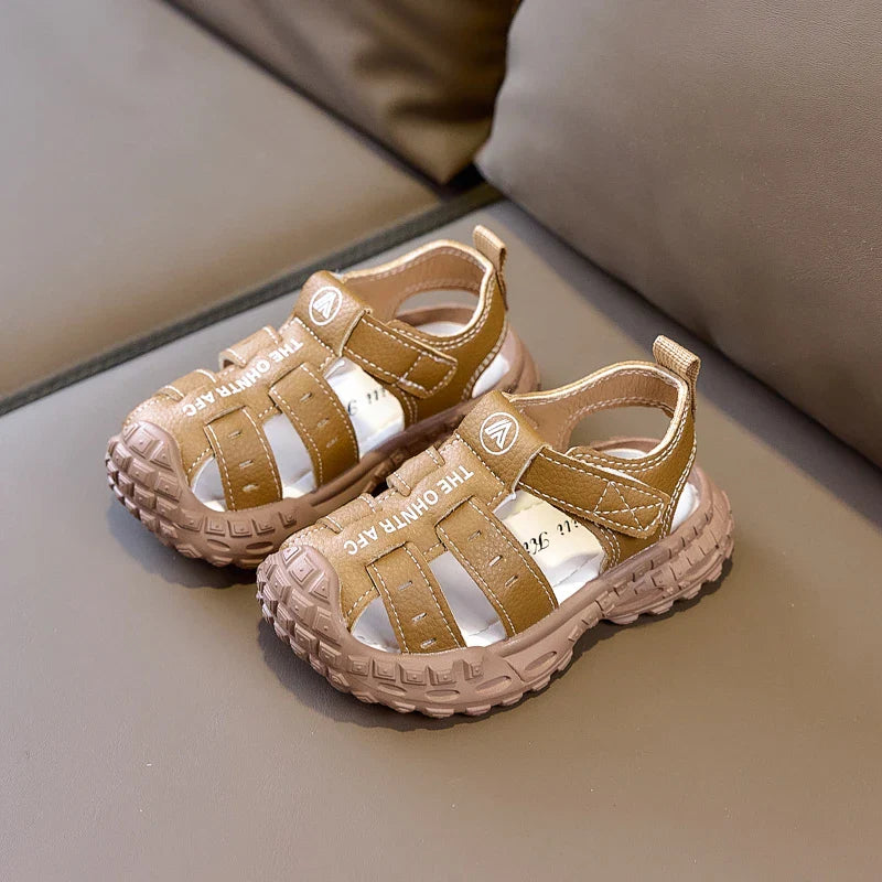 Boys Sports Sandals Toes Capped Hook&loop Kids Beach Shoes Soft Bottom Trendy 2026 Summer New Children Casual Shoes Non-slip