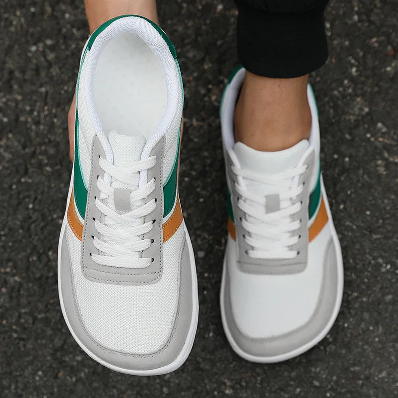 Sapatos Masculinos de Bico Largo Casuais Versáteis com Sola Macia Sapatos de Forma Larga Tênis de Caminhada Malha Respirável Sapatos Confortáveis Estilo Barefoot