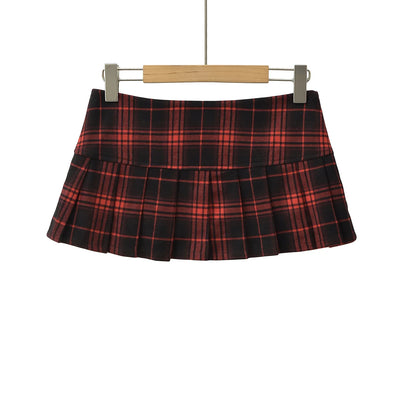 Summer Mini Skirts For Woman Korean Fashion Red Plaid Skirts Women Y2k Skirts Pleated Pleated Skirts Vintage Preppy Style