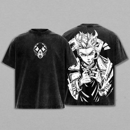 Gachiakuta Vintage Anime Washed Shirt Anime Lover T-Shirt Gift Graphic Print T-Shirt T-shirt Plus Size Cotton Casual Unisex tees