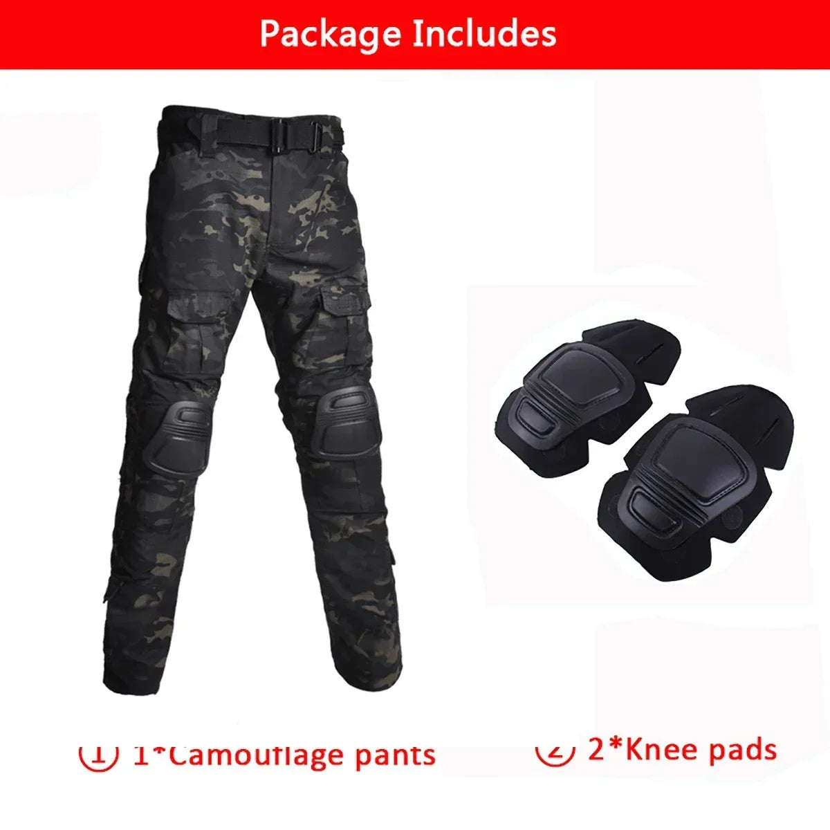 Camouflage Hunting Tactical Pants Training Wear-resistant Hiking Pants Hunting Outdoors Camping Cargo Pant with Knee Pads New