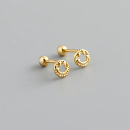 925 Sterling Silver Fashion Korean Petal Screw Bead Stud Earrings for Women Charm Ear Bone Piercing Jewelry Accessories