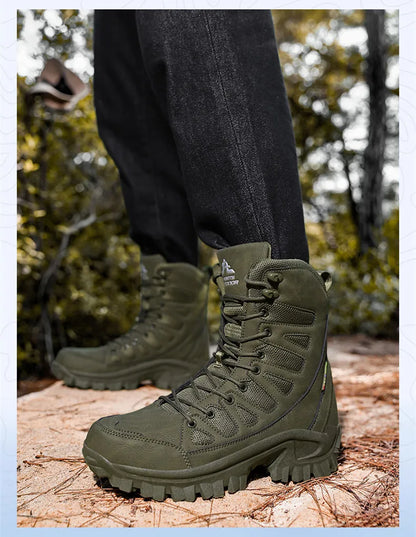 New Men's Boots Fashion Outdoor Men Hiking Boots High Top Breathable Men Desert Combat Ankle Boots Non-slip Motorcycle Boots