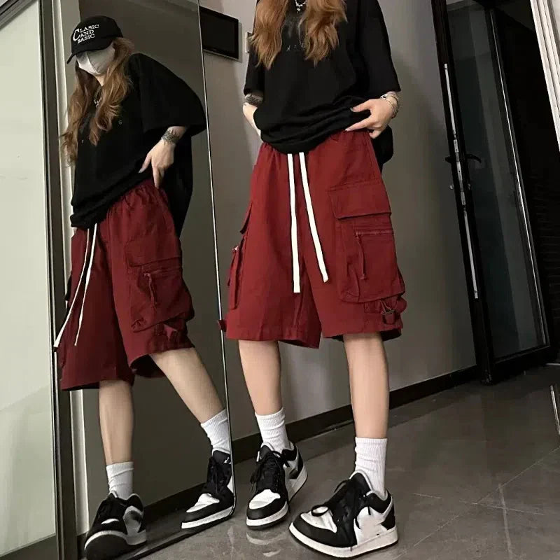 Europeans American Style Plus Size Cargo Pants High Street Hip-hop Women's Shorts Summer New Casual All-match Five-pointed Pants