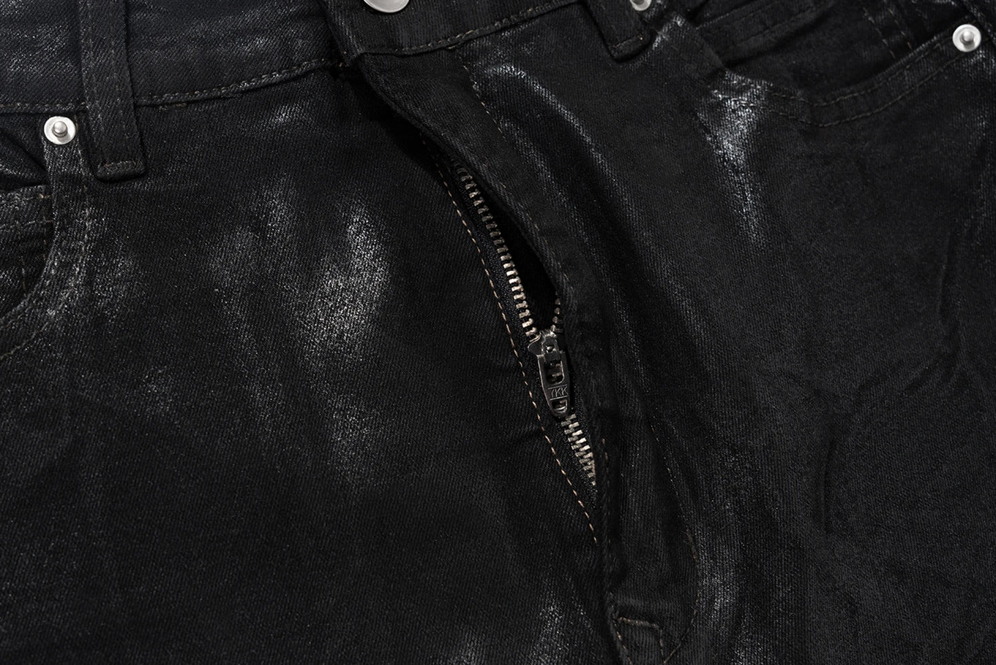 Streetwear Black Wax Leather Strecth Jeans for Men Ropa Hombre Baggy Y2k Flare Pants Oversized Straight Denim Trousers