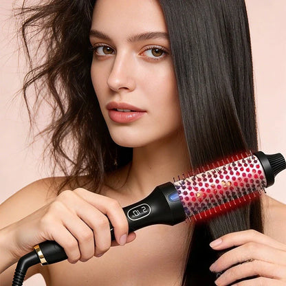 Dual Voltage Ionic Thermal Brush For Curling And Straightening 6 Temperature Settings & LED Digital Display Hot Air Styler