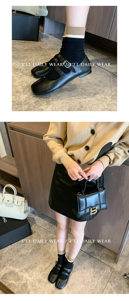 Fashion Women's Shoes New High Quality Leather Split Toe Mary Jane Shoes Comfortable Low Heel Women Shoes Lolita