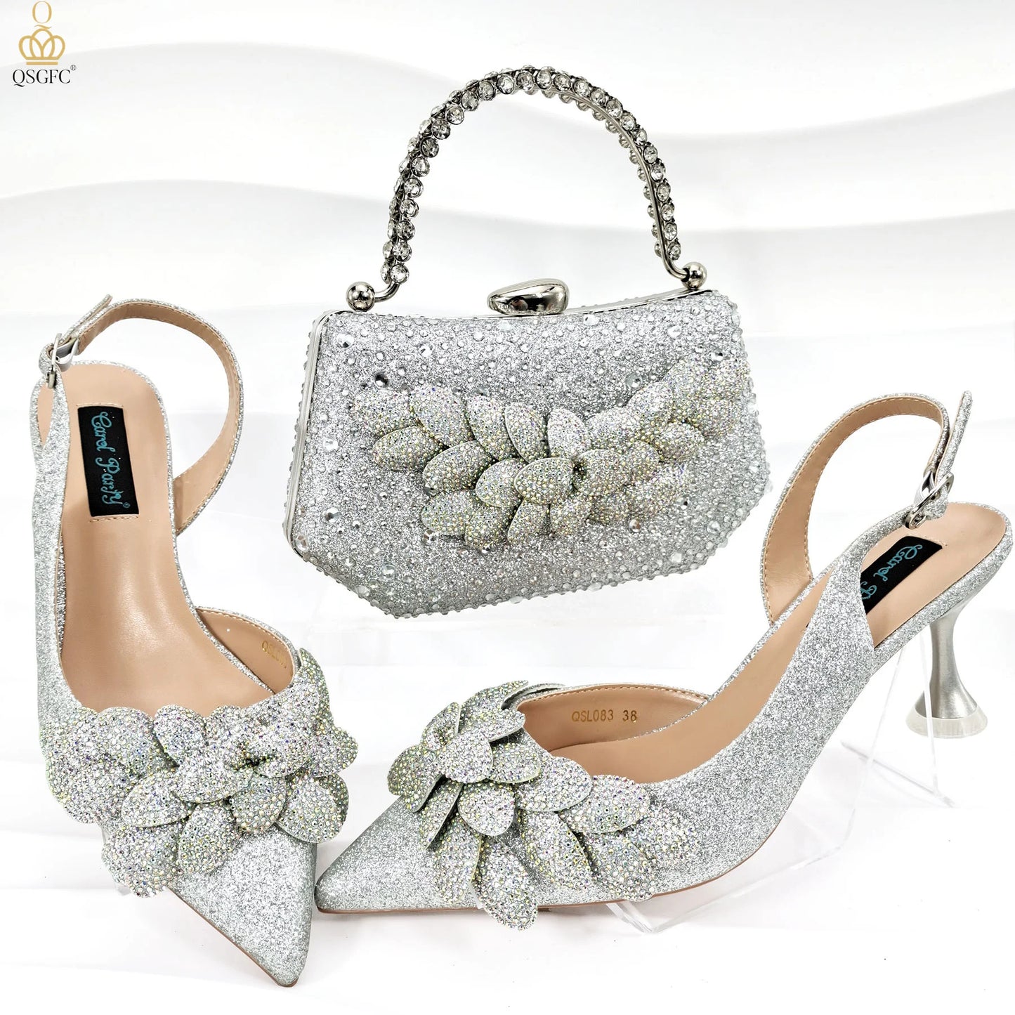 Nigerian Banquet Shoes and Bags African Fashion Peach Ladies Matching Shoes and Bags Pointed Toe High Heels Wedding Party