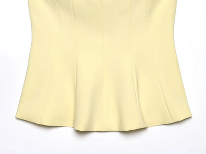 2026 Spring Summer Butter Yellow Sexy Women Tops Fashion Solid Strapless Short Tops Chic Streetwear Ladies Tops