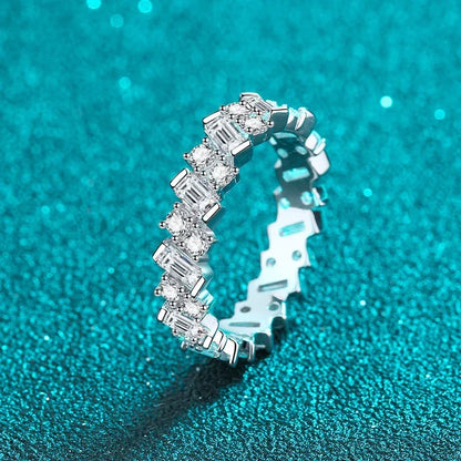 Full D Color Moissanite Diamond Rings for Women S925 Sterling Silver with Gold  Plated Wedding Engagement Band Ring