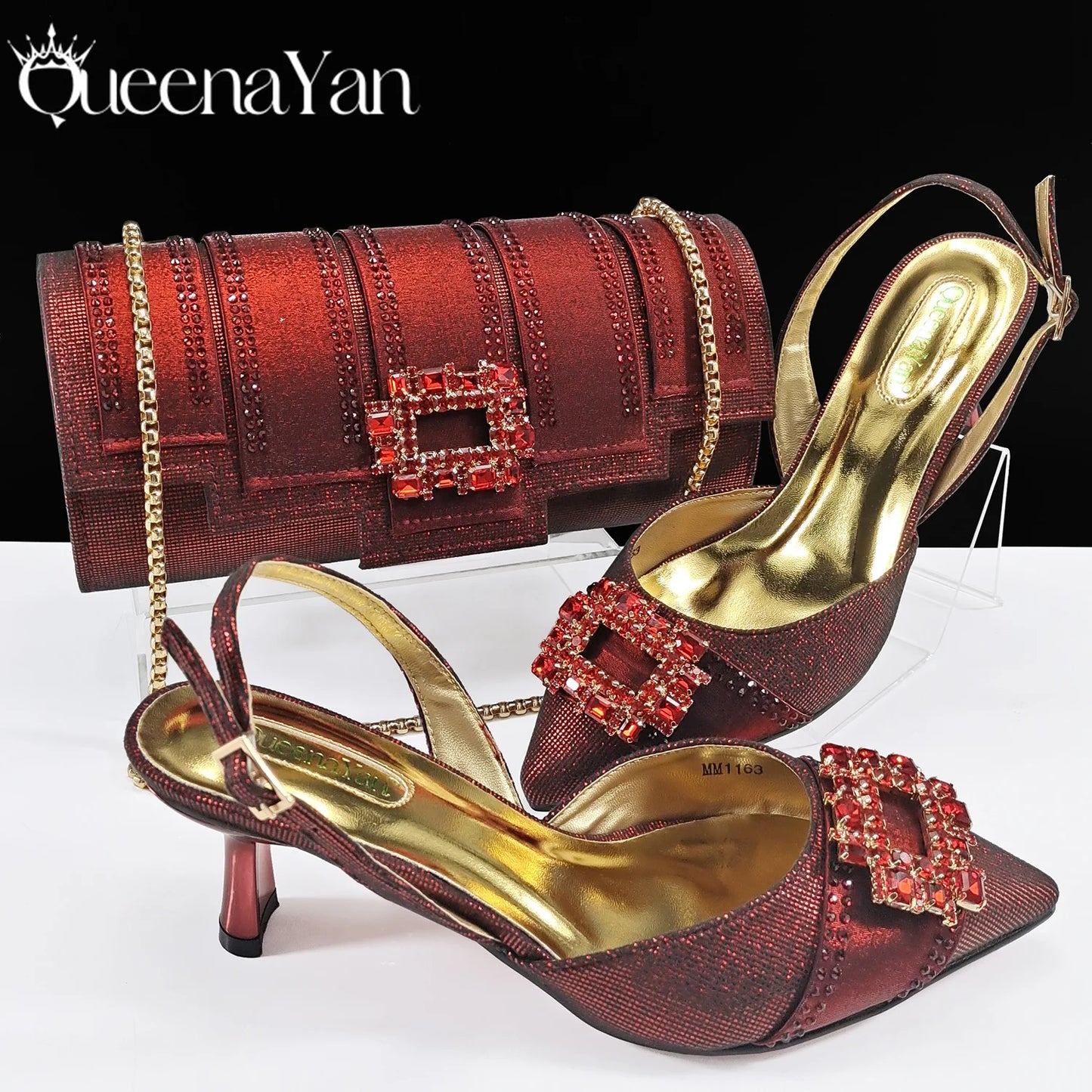 Italian Design Fashion Evening Shoes with Pointed Toe And Matching Clutch Bag Elegant Women's Footwear for Special Occasions