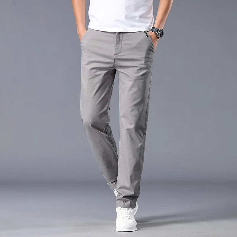New Casual Pants Men Straight Fit Stretch Autumn Chino Trousers Male Formal Work Business Dress Khaki Fashion Spring Pants