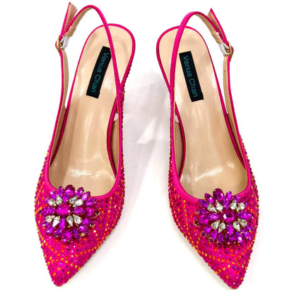 Sandals Fashion Italian Shoe and Bag Set for Party In Women Nigerian Women Wedding Shoes and Bag Set Decorated with Rhinestone