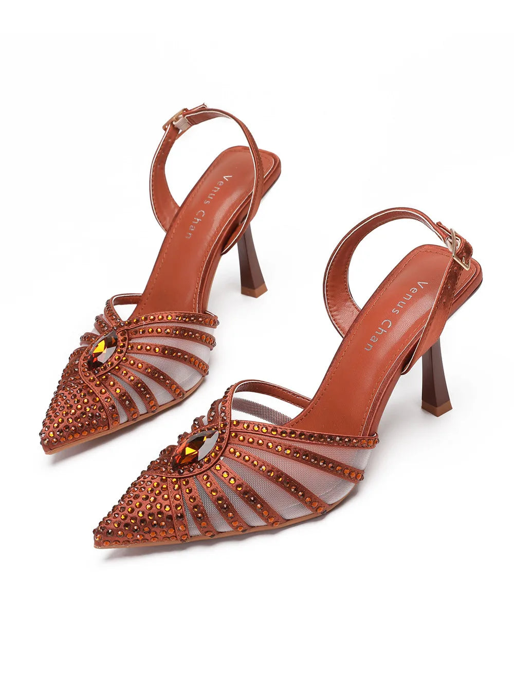 Elegant Fruit Green Women's Heels and Rhinestone Handbag Set - Italian Design for Weddings and Parties