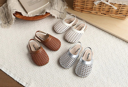 Baby Girls Shoes Braided Sandals for Girls Kids Fashion Hollow Out Leather Shoe Soft Sole Retro Princess Slippers Beach Shoes