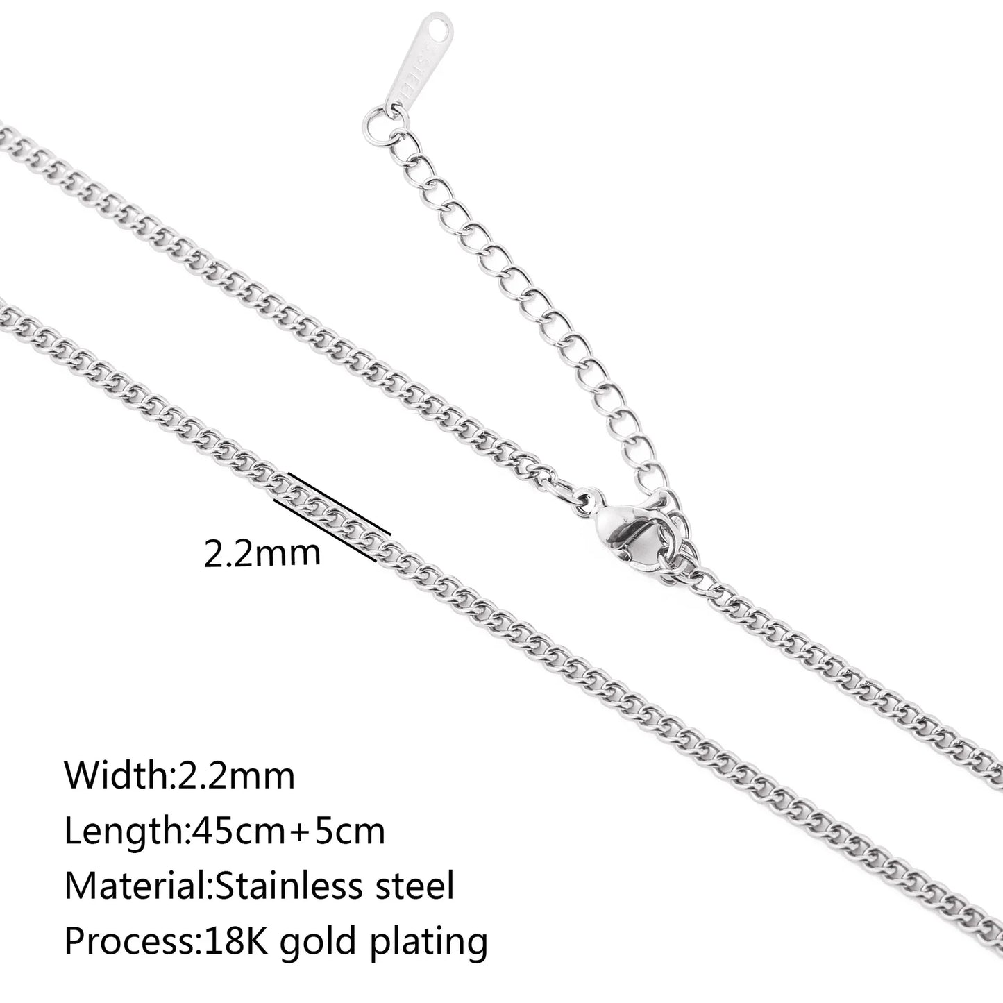 5Pcs/Lot Stainless Steel Bead Rope Link/Cuban/Paperclip Links Snake Chain Necklace Diy Women Jewelry 18K Gold Color Neck Chains