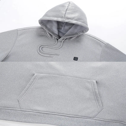 New Intelligent USB Heating Hoodie for Men Women Winter 7 Areas Coral Fleece Hooded Heated Clothes Outdoor Thermal Sportswear