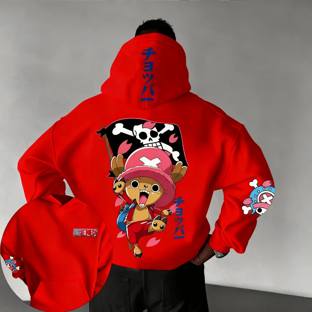 New ONE PIECE Men's Hoodie Sweater Tony Tony Chopper Japan Anime Summer Autumn New Boys Children's Long Sleeve Parent-Child Wear