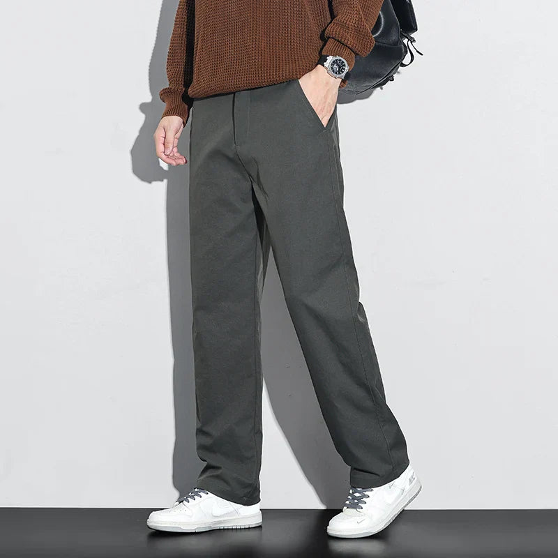 Men's Fashion Casual Straight Pants Baggy Classic Wide Leg Simple Trousers Loose Male Comfortable Soft Quality Pants