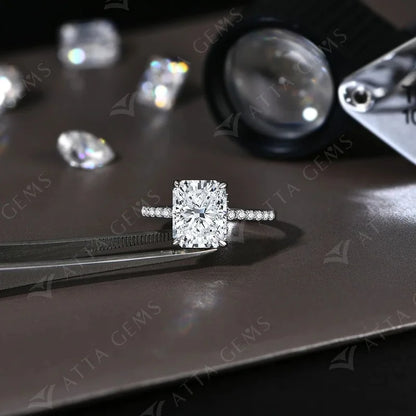Radiant Cut 4CT Moissanite Ring for Women D Color S925 Sliver 18K Gold Plated Sparkling Engagement Wedding Fine Jewelry
