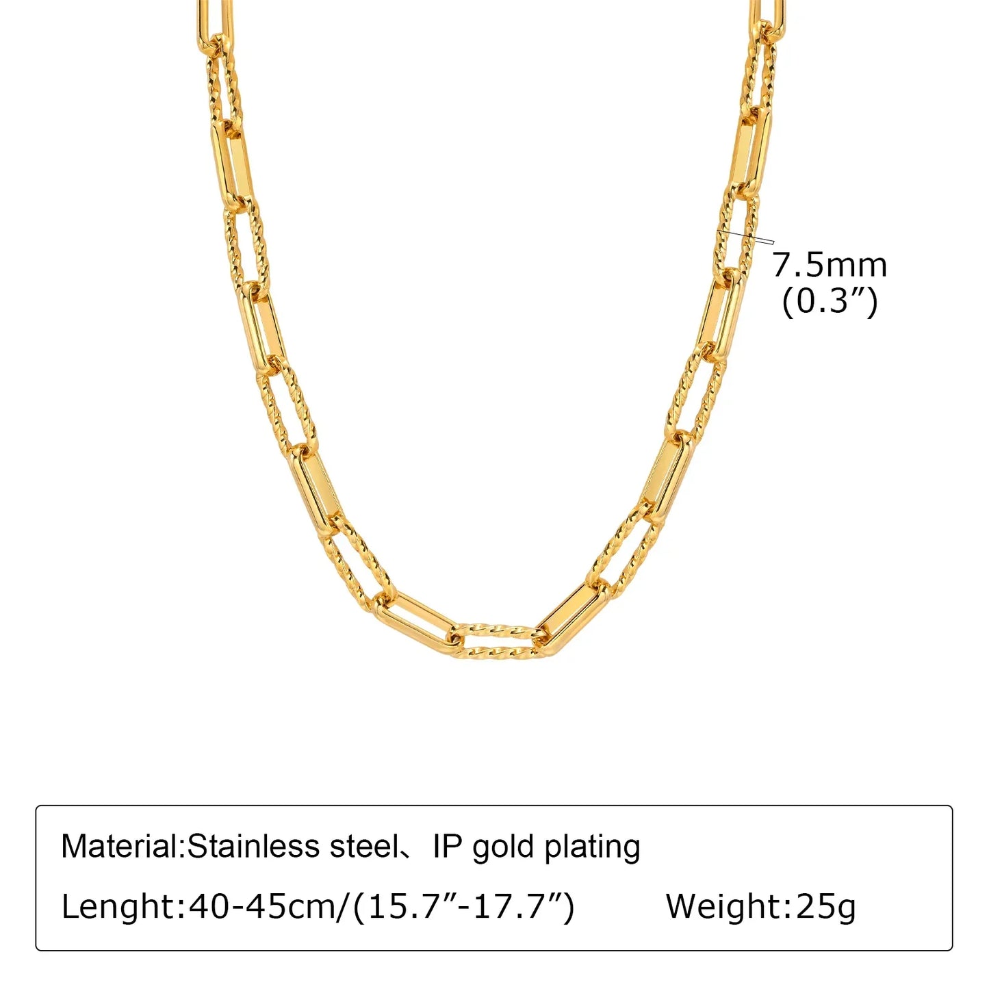 Chunky Gold Plated Link Necklace For Women, Stainless Steel Oval Thick Chain Choker Minimalist Jewelry