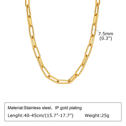 Chunky Gold Plated Link Necklace For Women, Stainless Steel Oval Thick Chain Choker Minimalist Jewelry