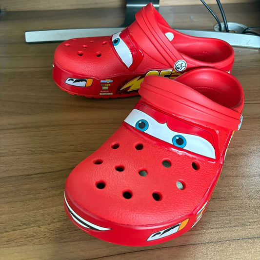 Kids’ Lightning McQueen Waterproof Slippers – Red Pixar Cars Slides, Boys, Sizes 24–34