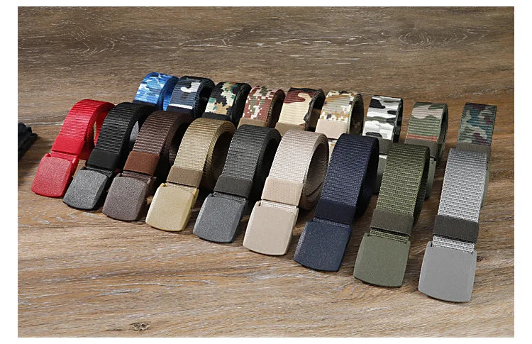 3.8X110cm High Quality Automatic Buckle Nylon Men Belt Outdoor Hunting Multifunctional Tactical Canvas Camouflage Belt for Women