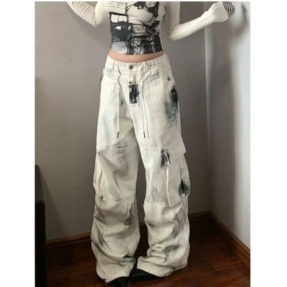 Wide Women's Jeans Span Shoujo Girl Style Denim Tier White Pants Jean