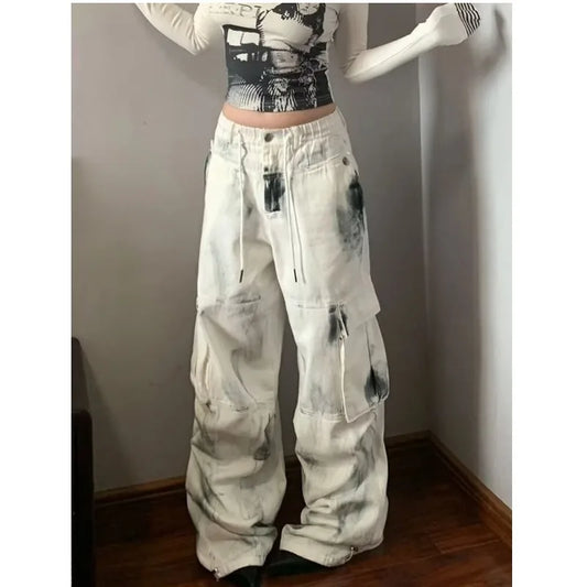 Wide Women's Jeans Span Shoujo Girl Style Denim Tier White Pants Jean
