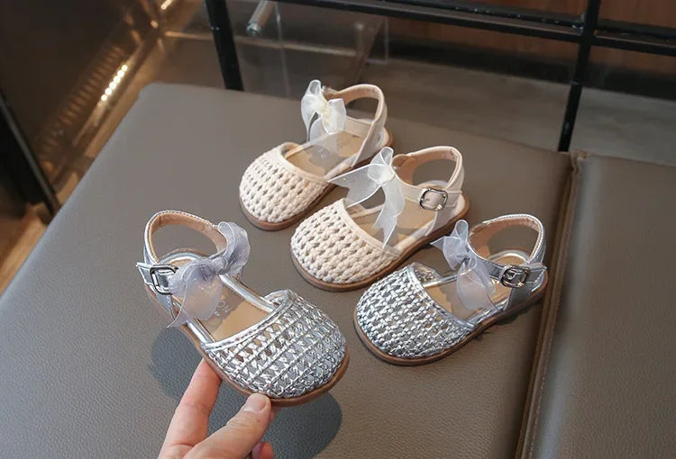 Kids Girls Shoes Children's Woven Sandals New Summer Popular Roman Shoes Children's Soft-soled Princess Shoes