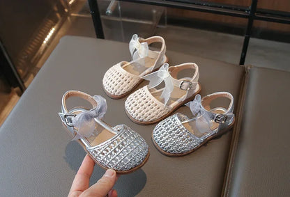 Kids Girls Shoes Children's Woven Sandals New Summer Popular Roman Shoes Children's Soft-soled Princess Shoes